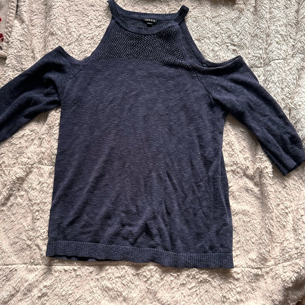 Torrid no shoulders Women's Navy Sweater